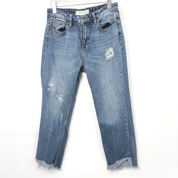 Hidden Jeans Denim - Hidden Los‎ Angeles Raw Hem Straight Leg Jeans Women 29 Grunge Festival Indie